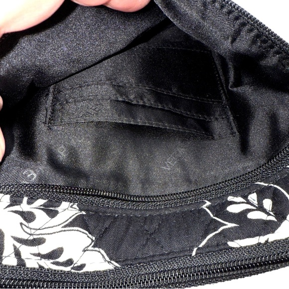 Purse Vera Bradley Midnight Paisley Mini Hipster Crossbody Black White Grey Euc - Picture 4 of 7